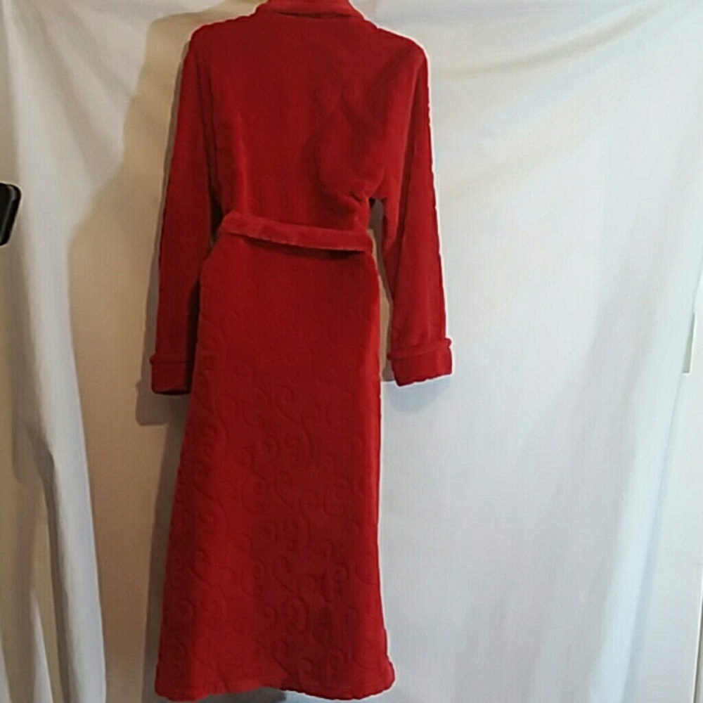 Mixit Red Plush Wrap Robe Swirls Embossed - image 4